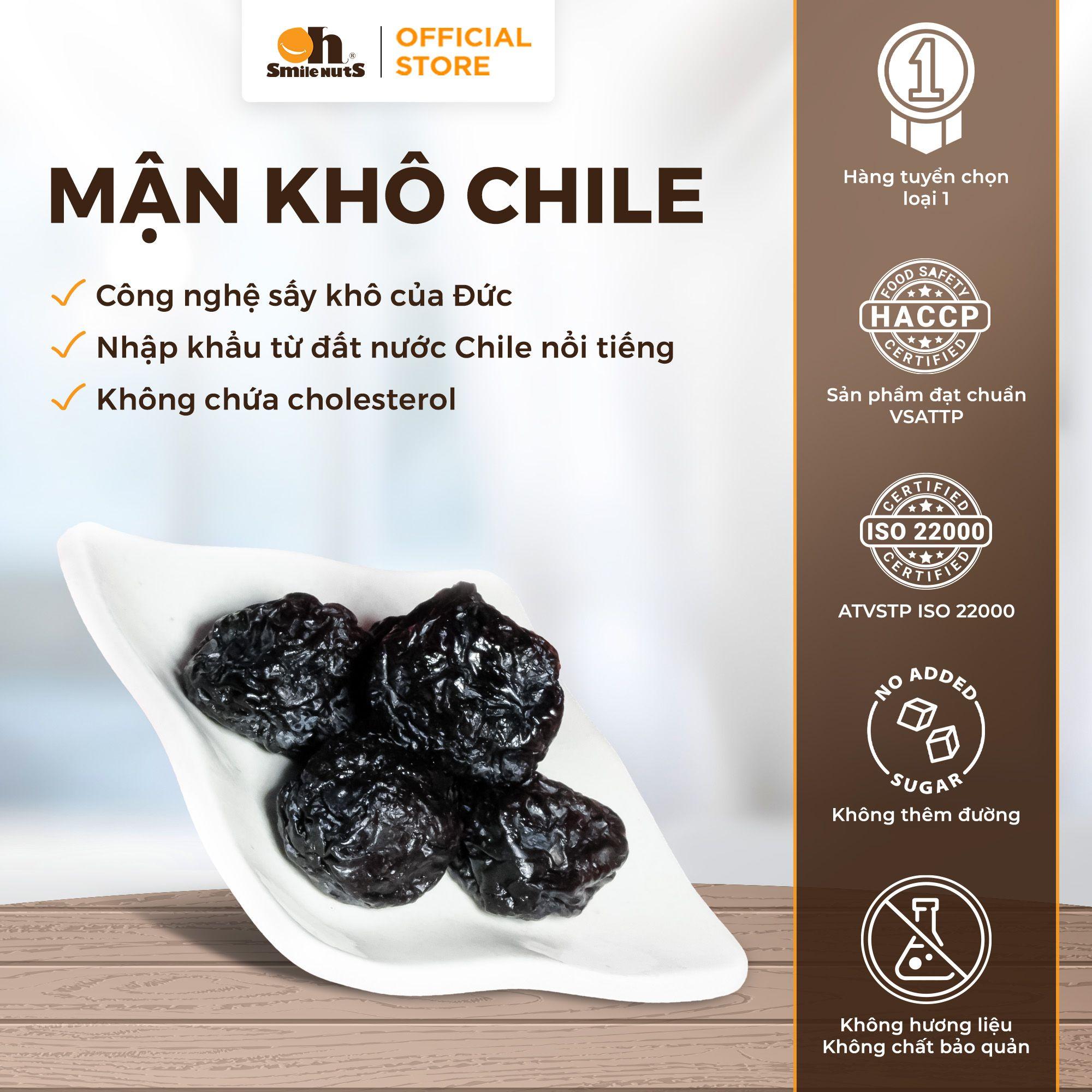 MẬN KHÔ CHILE Túi 315g Oh Smile Nuts, nhập khẩu chính hãng từ Chile, quả to thịt dày, vị ngọt thanh và chua nhẹ, snack lành mạnh tăng đề kháng và hỗ trợ tiêu hóa cho mọi lứa tuổi