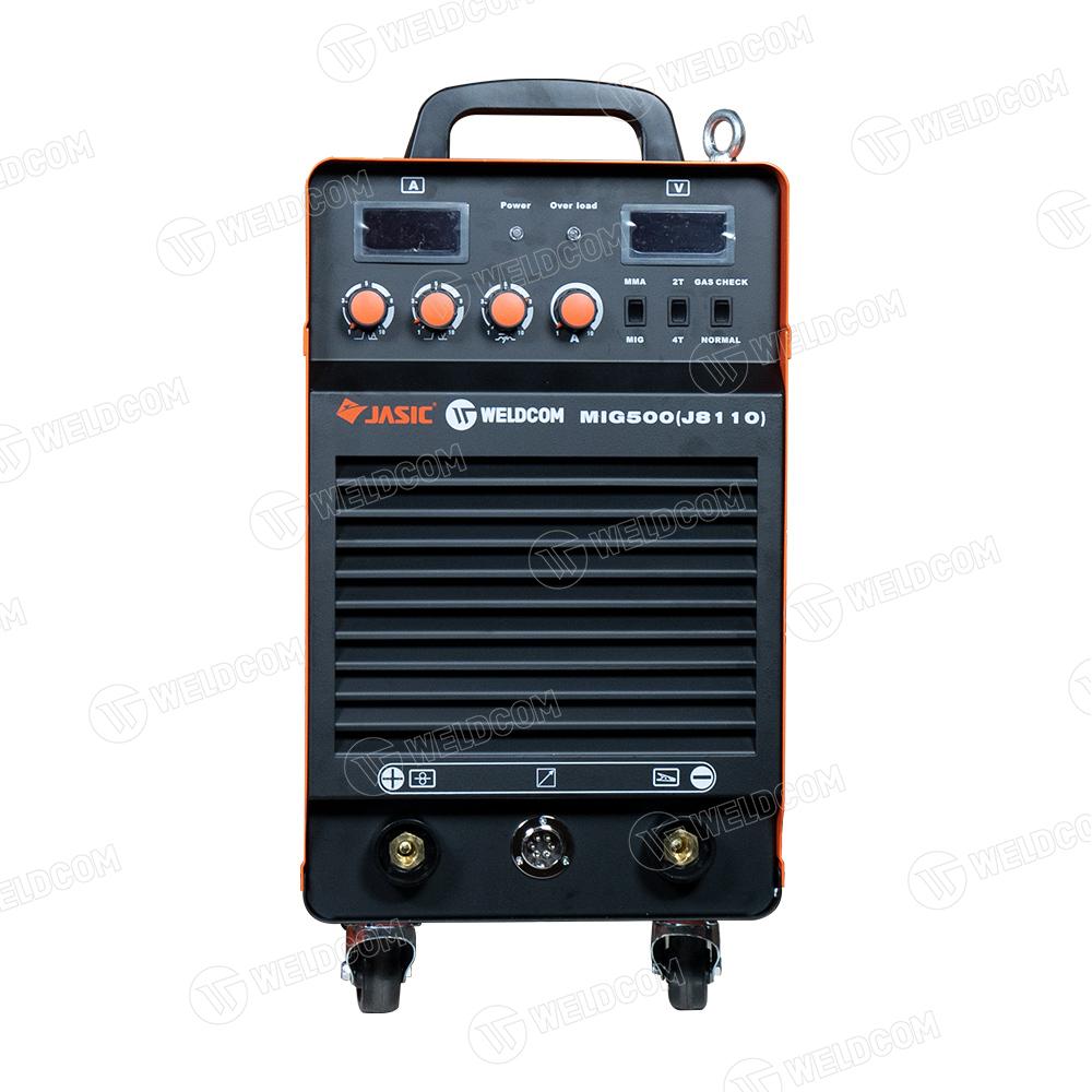 Máy Hàn MIG Jasic MIG-500 J8110 Bán Tự Động Công Nghiệp, Công Suất 500A Tiết Kiệm Điện Năng Với Công Nghệ Inverter IGBT Tiên Tiến, Hàn Mối Đẹp Ngấu Sâu Ít Bắn Tóe Trên Sắt Thép Inox Đồng Thau Dày Tới 50mm, Phù Hợp Xưởng Sản Xuất Kết Cấu Thép Đóng Tàu