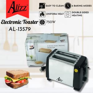 Máy Nướng Bánh Mì 750W Alizz AL-13579 Chế Độ Hẹn Giờ Đa Dạng, Tạo Nên Những Lát Bánh Mì Thơm Giòn Với Họa Tiết Chín Đều Kích Thích Mọi Lứa Tuổi Ăn Uống Tích Cực, Hệ Thống Nướng Linh Hoạt 6 Cấp Độ Không Cháy Khét
