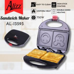 Máy Nướng Bánh Mì Alizz 750W Mặt Cười Hình Gấu, Thiết Kế Đáng Yêu Biến Bữa Sáng Thành Trò Chơi Vui Nhộn Cho Trẻ Em, Công Suất Mạnh Mẽ Làm Nóng Chỉ 5 Giây, Khuôn Chống Dính Thép Không Gỉ Vỏ Nhựa ABS Bền Bỉ Chịu Nhiệt Cao