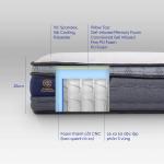 Nệm Amando Elite Plus 25cm, tiêu chuẩn châu Âu, lò xo túi độc lập, memory foam êm ái, gel foam làm mát, kháng khuẩn, chứng nhận quốc tế, giấc ngủ sang trọng, thoáng khí, phù hợp khí hậu nóng ẩm Việt Nam.