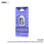 óc Sạc Nhanh 30W Xe Ô Tô Remax RCC359, cổng USB + Type-C, công suất tối đa 30W, sạc đồng thời hai thiết bị, hỗ trợ PD3.0/QC3.0/AFC/FCP, vật liệu hợp kim nhôm siêu bền, thiết kế nhỏ gọn, tiện lợi mang theo.