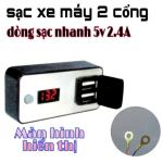 Sạc xe máy 2 cổng USB có LED 2.4A mẫu 2025, sạc nhanh 5V ổn định, hiển thị dòng điện thông minh, chống nước tuyệt đối, gắn ghi đông hoặc chân gương tiện dụng, phù hợp mọi dòng xe máy hiện nay