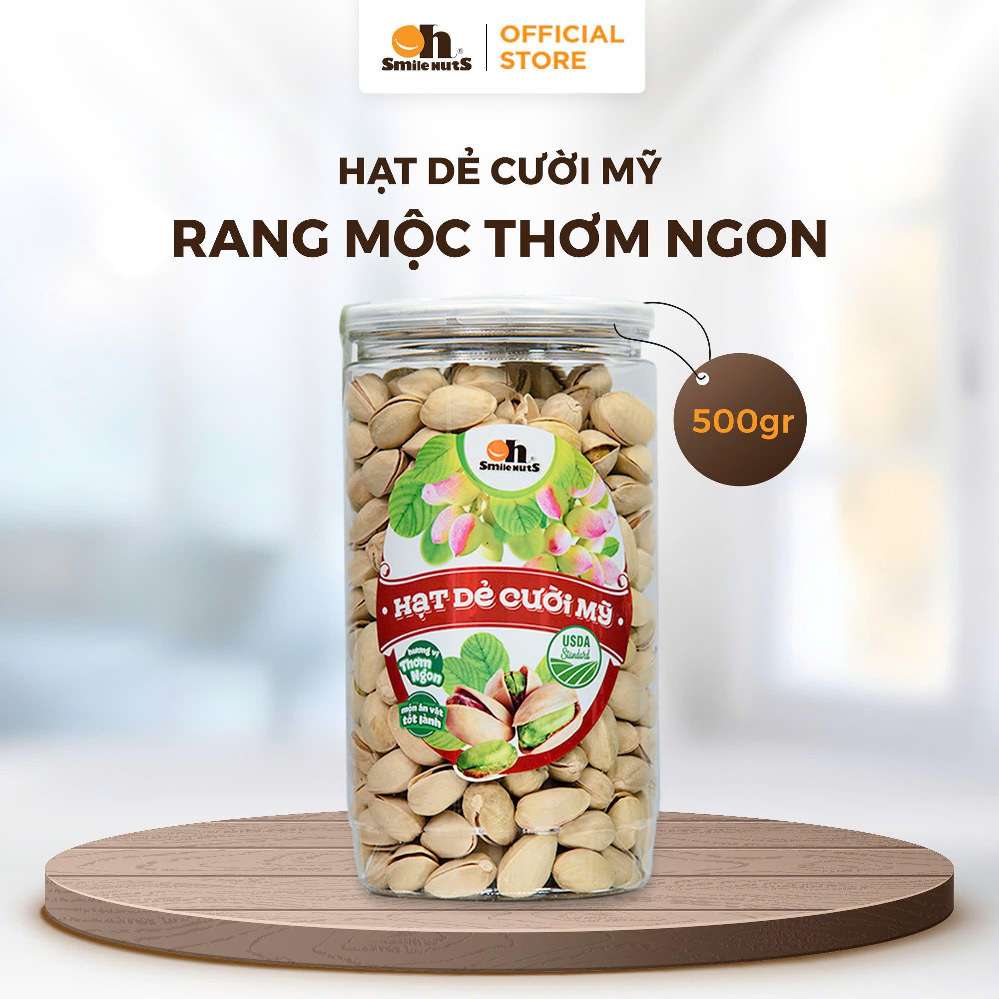Smile Nuts Hạt dẻ cười Mỹ 500g rang mộc – snack nhập khẩu tự nhiên, không muối, giữ dưỡng chất & vị ngọt nhẹ, snack cao cấp cho sức khỏe & người ăn kiêng
