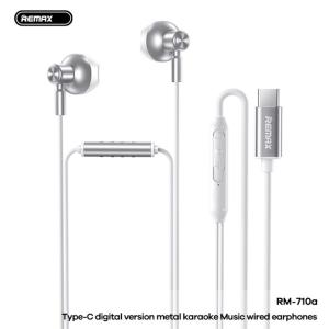 Tai Nghe Remax RM-710a Type-C Chính Hãng, Âm Thanh HiFi Độ Nét Cao, Công Suất 3mW, Bộ Truyền Động 10mm, Chiều Dài Cáp 150cm Chống Rối, Trọng Lượng Nhẹ 22g, Thiết Kế Công Thái Học Thoải Mái, Âm Trầm Phong Phú, Khôi Phục Cảnh KTV, Giải Pháp Nghe Nhạc V