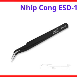 Nhíp Cong ESD-15, Nhíp Gắp Linh Kiện Anti Static, Đầu Cong Góc Chính Xác, Dụng Cụ Sửa Chữa Điện Tử, Gắp IC, SMD, Chip, Mainboard, Máy Hàn Inverter, Điện Thoại Và Thiết Bị Kỹ Thuật