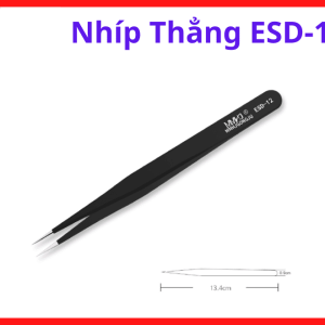 Nhíp Thẳng ESD-12, Nhíp Chống Tĩnh Điện Đầu Nhọn Thẳng, Dụng Cụ Gắp Linh Kiện Điện Tử SMD, IC, Chip, Dùng Sửa Chữa Máy Hàn, Điện Thoại, Bo Mạch, DIY Electronics, Anti Static Stainless Steel Tweezers