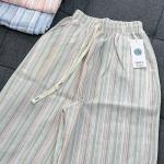 Quần kẻ ống rộng nữ vải đũi nilen nhẹ mát, thoáng khí mùa hè, phong cách Hàn Quốc, dễ phối áo thun, sơ mi, mang lại sự thoải mái và thời trang cho mọi cô gái hiện đại