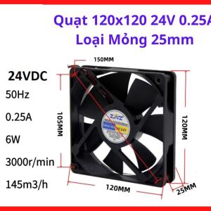Quạt mỏng 120x120x25mm 24V chất lượng cao, quạt 120x120 24V 0.25A loại mỏng 25mm siêu bền, phụ kiện sửa chữa nguồn tổ ong và máy in 3D, thiết kế chuẩn xác giúp lắp đặt nhanh chóng và an toàn tuyệt đối