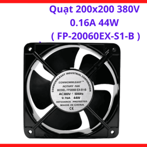 Phụ kiện tủ điện tự động hóa 380V cao cấp chính hãng, quạt 200x200 380V 0.16A 44W FP-20060EX-S1-B bền bỉ, vật liệu chế tạo chất lượng cao, giúp tối ưu hóa công suất hoạt động và giảm thiểu thất thoát lưu lượng gió hiệu quả khi sử dụng thực tế