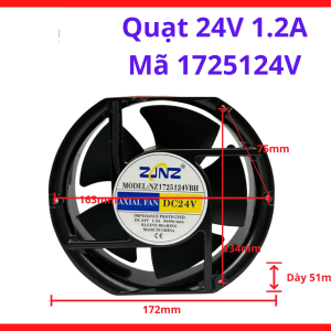 Quạt hướng trục 17251 chính hãng cao cấp, quạt 24V 1.2A Mã 1725124V chất lượng hàng đầu, quạt làm mát biến tần 24V tải trọng phù hợp, giải pháp khắc phục sự cố quá nhiệt hoàn hảo cho các thiết bị lớn