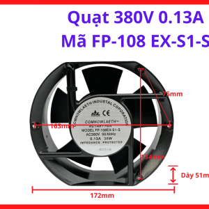 Quạt tản nhiệt tủ điện 380V chính hãng độ bền vượt trội, quạt 380V 0.13A Mã FP-108 EX-S1-S tiêu chuẩn kỹ thuật cao, phụ kiện ngành điện chuyên nghiệp, giúp tối ưu hóa hiệu suất làm mát, chống quá nhiệt hiệu quả
