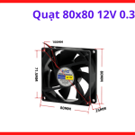 Quạt làm mát thiết bị chuyên dụng 80x80x25 12V 0.3A lưu lượng gió lớn, vật liệu chế tạo tiêu chuẩn chống chịu va đập bền bỉ theo thời gian sử dụng
