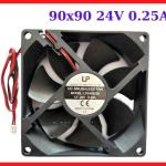 Quạt tản nhiệt 90x90x25mm 24V 0.25A lưu lượng gió mạnh mẽ, giải pháp làm mát tối ưu cho nguồn công nghiệp máy in 3D và thiết bị tự động hóa độ bền cao