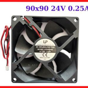 Quạt tản nhiệt 90x90x25mm 24V 0.25A lưu lượng gió mạnh mẽ, giải pháp làm mát tối ưu cho nguồn công nghiệp máy in 3D và thiết bị tự động hóa độ bền cao