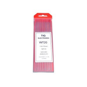 Que volfram đỏ WT20 2.4mmx150mm Red Rhino P30F-001373 hộp 10 que, kim hàn TIG 2.4mm đầu đỏ dùng cho hàn sắt thép inox titan, điện cực vonfram thori cho máy hàn TIG