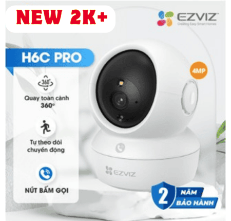 Camera Ezviz 4MP CS-H6C-Pro, Quay Quét 340°/55°, Gọi Qua Ứng Dụng, Xem Ban Đêm Màu Sắc Sống Động