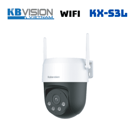Camera PT Kbvision KX S3L 3MP, ống kính cố định 4mm, góc 83°, ánh sáng kép 30m, phát hiện người & xe (IVS, SMD), đèn + còi cảnh báo và Auto Tracking – giám sát chuyên nghiệp 24/7