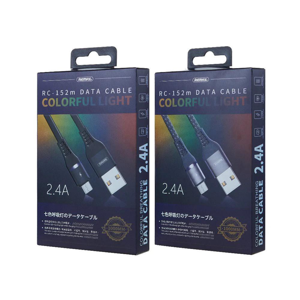 Cáp sạc Remax RC-152m Micro USB 1m, truyền dữ liệu nhanh, sạc ổn định, dây chống rối, bền bỉ tiện lợi