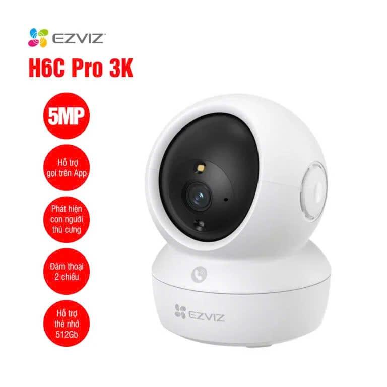 EZVIZ H6C Pro 5MP Pan & Tilt 3K, Camera Wifi Quay Quét Toàn Diện, Gọi APP Một Chạm, Phát Hiện Người, Ban Đêm Có Màu, H.265 Giảm Dung Lượng, An Ninh 24/7 Cho Gia Đình Thông Minh