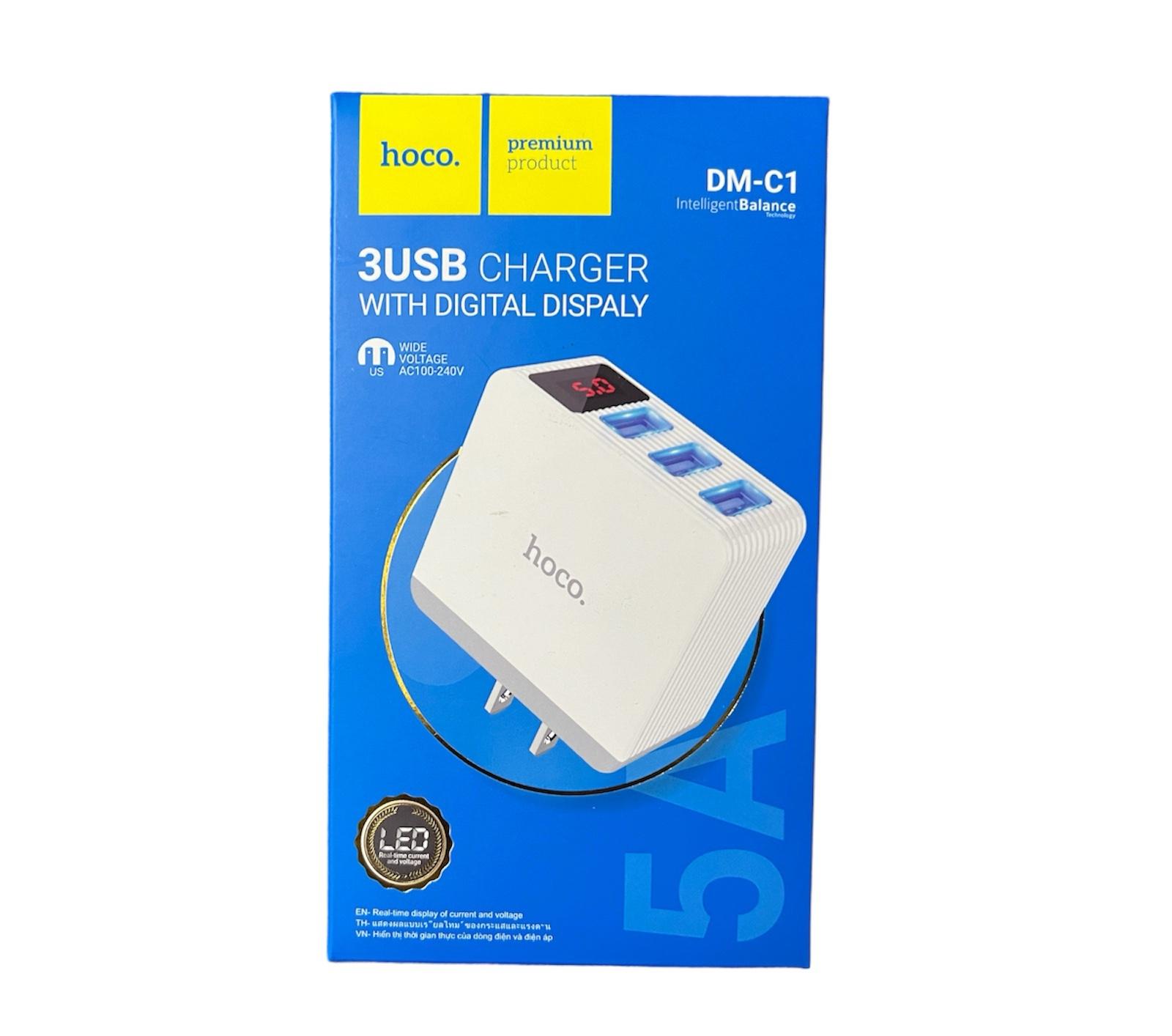 Bộ Sạc Hoco DM-C1 LED 3USB, Tích Hợp Chống Nhiệt, Sạc Nhanh PD, Tương Thích iPhone, Android, Samsung