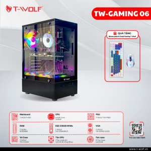 Máy Bộ Gaming T-Wolf TW-GAMING 06, Hiệu Năng Cao, Card Đồ Họa Rời, RAM 16GB, SSD 512GB, Chơi Game Mượt Mà, Hỗ Trợ Streaming, PC Gaming Chuyên Nghiệp