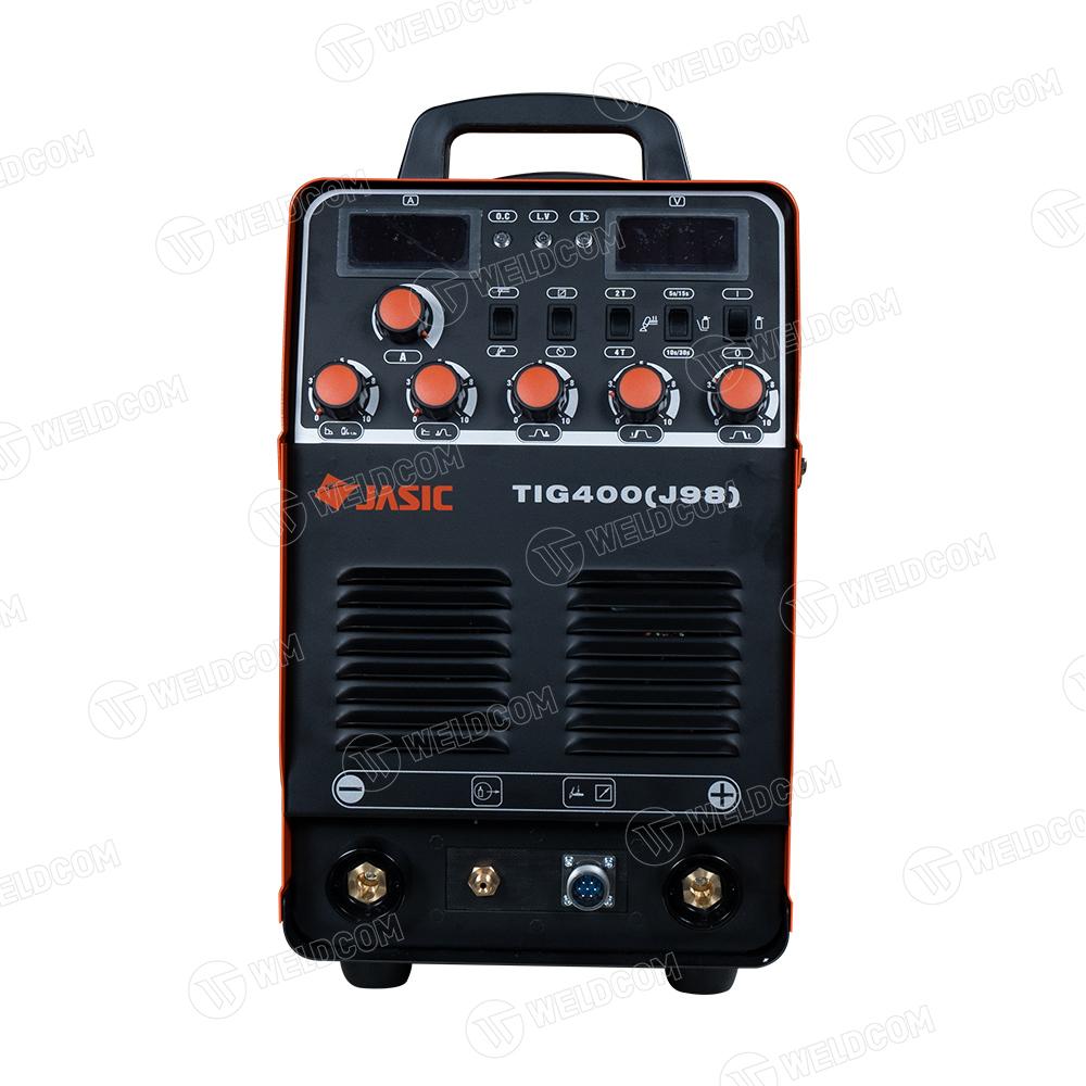 Máy hàn Jasic TIG 400 J98 cho phép tinh chỉnh dòng cơ bản & dòng đỉnh, tốc độ tăng/giảm dòng, delay khí, đảm bảo mối hàn chất lượng cao, dễ dàng xử lý kim loại mỏng.