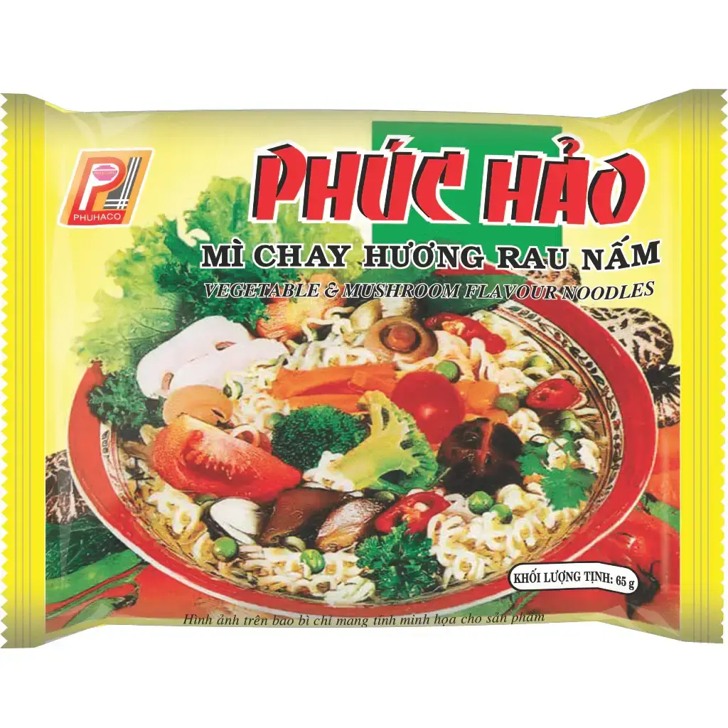 Mì Chay Rau Nấm Phúc Hảo ăn liền thơm ngon, bổ dưỡng, giải pháp nhanh gọn cho bữa chay gia đình – sợi dai, nước dùng thanh nhẹ, giàu vitamin – lựa chọn lý tưởng cho người ăn chay, thích hợp làm bữa sáng nhanh tiện lợi