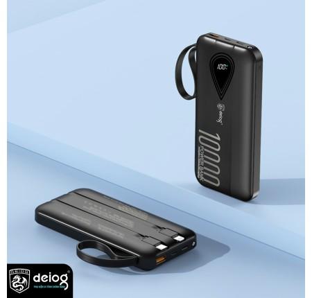 Pin Dự Phòng 10000mAh DEIOG DY-104,  Sạc nhanh, an toàn, gọn nhẹ, tương thích iPhone, Android, Samsung