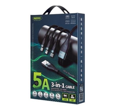 Remax RC-199TH 3-in-1 Cable 1,2m – Type-C / Lightning / MicroUSB, hỗ trợ sạc & truyền dữ liệu