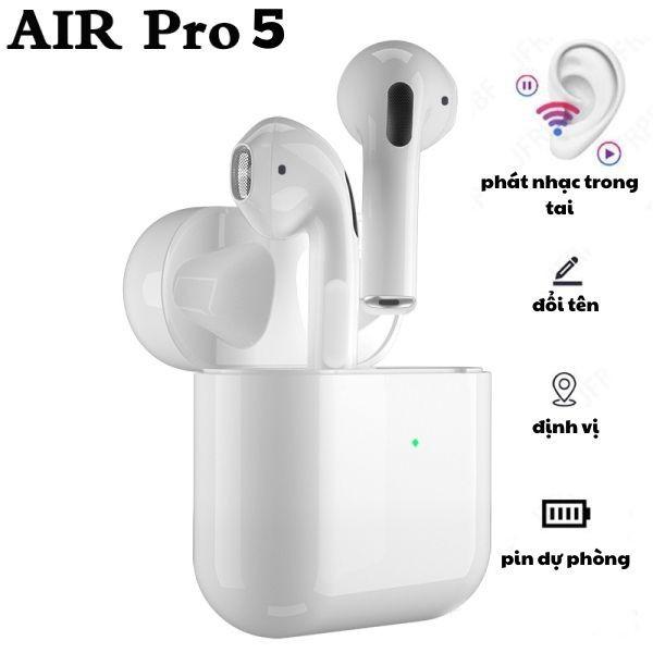 Tai Nghe Bluetooth Pro 5 TWS 5.0 – Âm Thanh Hifi, Pin Lâu, Micro Rõ Nét, Tương Thích iOS Android, Thiết Kế Nhỏ Gọn