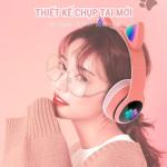 Tai nghe Bluetooth VZV 28M, Âm thanh nổi Hi-Fi, LED RGB đổi màu, pin bền 20 giờ, mic đàm thoại rõ, thiết kế chụp tai chống ồn, phù hợp học tập làm việc giải trí