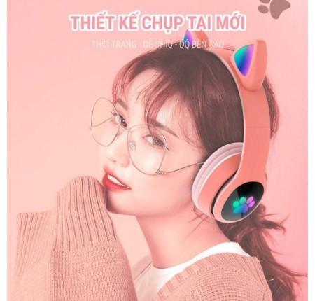 Tai nghe Bluetooth VZV 28M, Âm thanh nổi Hi-Fi, LED RGB đổi màu, pin bền 20 giờ, mic đàm thoại rõ, thiết kế chụp tai chống ồn, phù hợp học tập làm việc giải trí