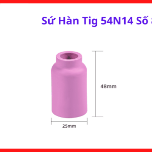 Sứ hàn TIG 54N14 số 8, chụp sứ TIG WP17 WP18 WP26, phụ kiện máy hàn TIG chuyên dụng cho inox nhôm, đường kính chuẩn #8 cho luồng khí ổn định, phụ kiện máy hàn TIG phổ biến, thay thế dễ dàng cho thợ hàn cơ khí
