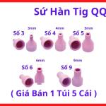 Bộ 5 Sứ Hàn TIG QQ Số 5 Chụp Sứ TIG Size 8mm, Phụ Kiện Hàn TIG WP17 WP18 WP26, Phù Hợp Hàn Inox Mỏng Chi Tiết Nhỏ, Tập Trung Khí Argon Cao, Linh Kiện Máy Hàn TIG