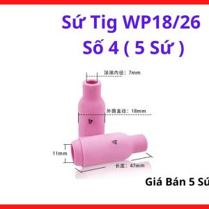Sứ TIG WP18 WP26 #4, Bộ 5 Cái, Phụ Kiện Mỏ Hàn TIG, Tập Trung Khí Argon, Giảm Cháy Màu, Hàn Chính Xác