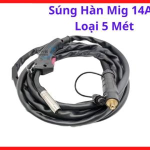 Mỏ Hàn MIG 14AK 5 Mét Cho Máy Hàn MIG Mini, Dây Dài Linh Hoạt Khi Hàn Khung Cửa Lan Can Bàn Ghế Sắt, Chuẩn Kết Nối Euro Thông Dụng, Linh Kiện Thay Thế Dễ Kiếm, Hạn Chế Rối Dây Khi Làm Việc Trong Xưởng, kho linh kiện máy hàn.