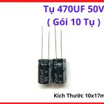 Tụ 470uF 50V 10x17mm, Tụ Điện Phân Nhôm Chân Cắm, Linh Kiện Lọc Nguồn Cho Máy Hàn Inverter, Nguồn Xung, Bo Điều Khiển, Mạch Công Suất, Ổn Định Điện Áp DC, Giảm Nhiễu Và Gợn Sóng Hiệu Quả Trong Thiết Bị Điện Tử