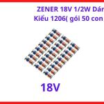 Zener 18V 1/2W Dán 1206 SMD, Gói 50 Con, Diode Zener 18V 500mW Ổn Áp Bảo Vệ Quá Áp Cho Mạch Nguồn, PLC Và Thiết Bị Điện Tử